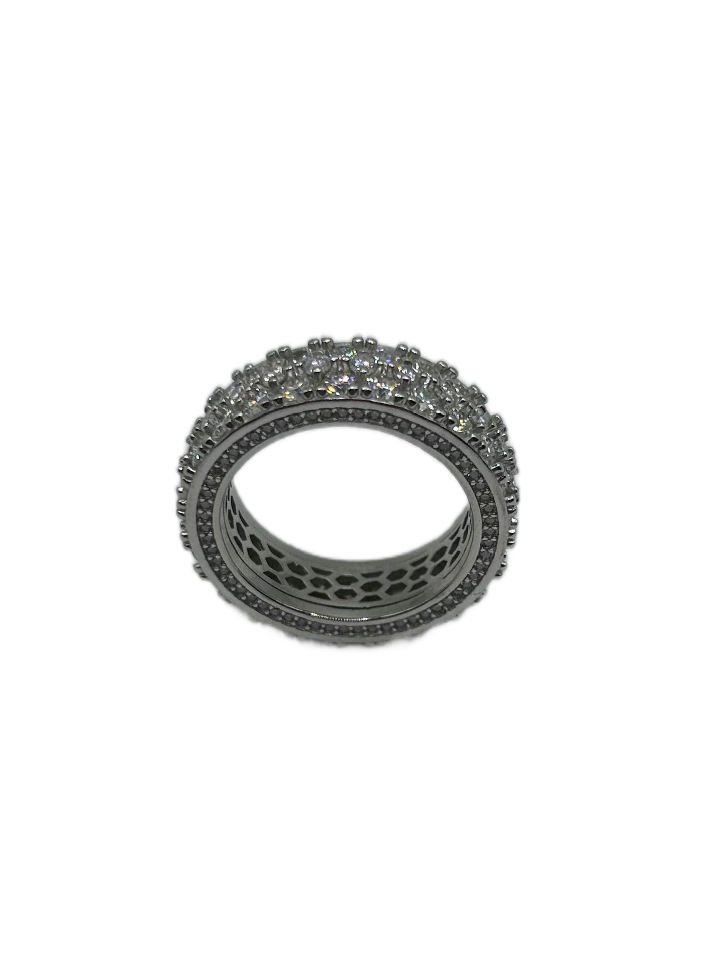 Eternity 2 Row Moissanite Ring .925 Silver