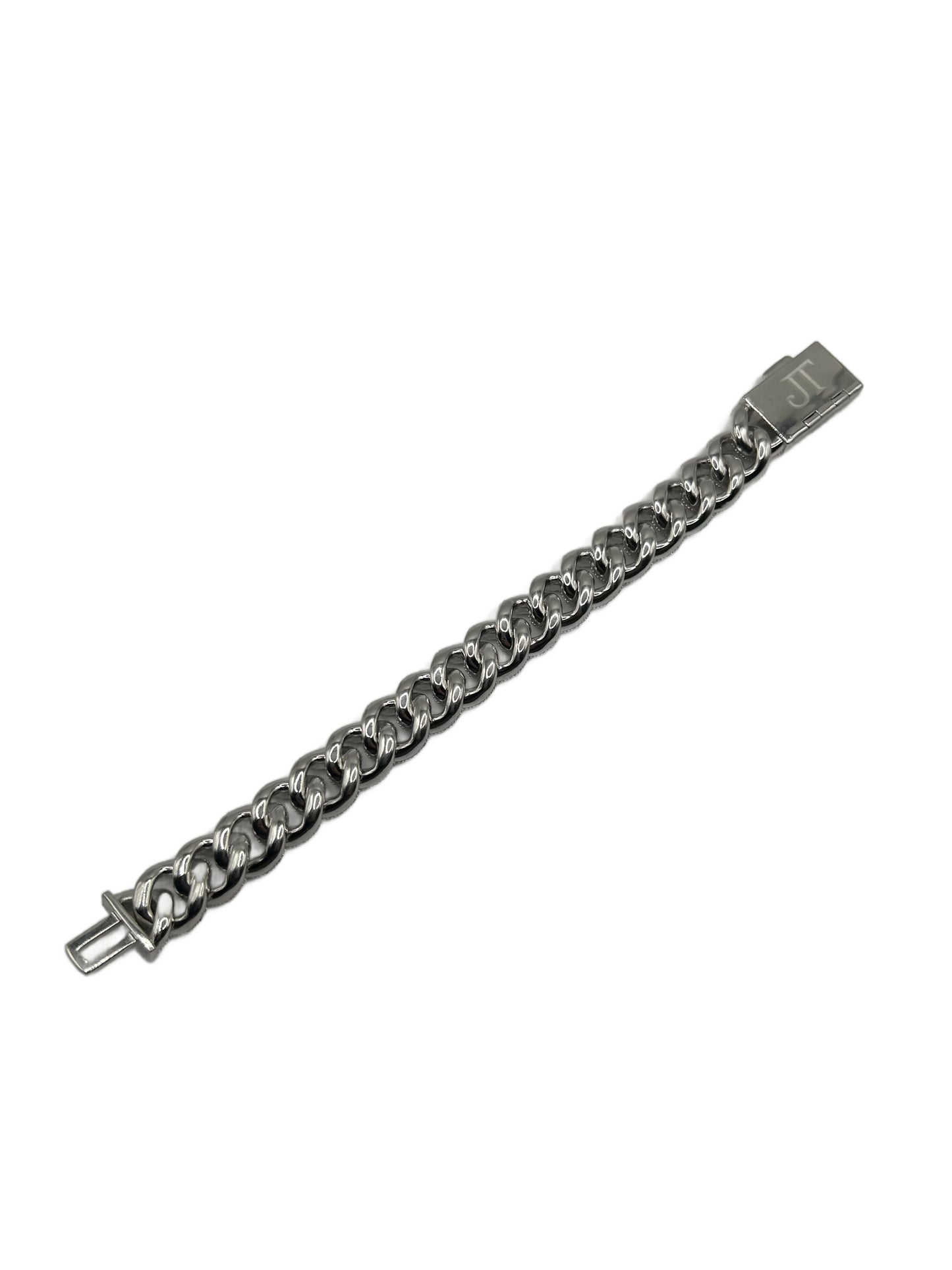 15mm Moissanite Cuban Bracelet .925 Silver
