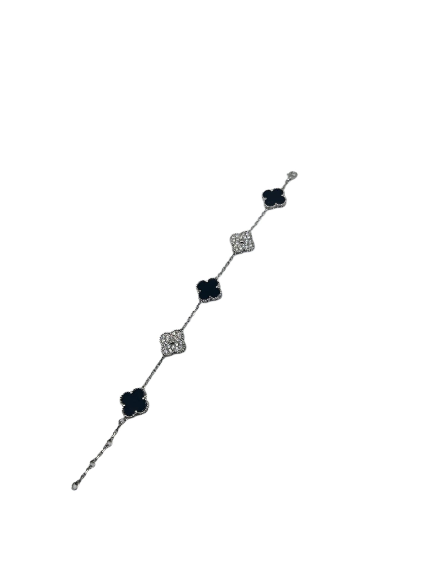 Clover Moissanite Bracelet - 18K Gold / Rose Gold / White Gold Over .925 Silver