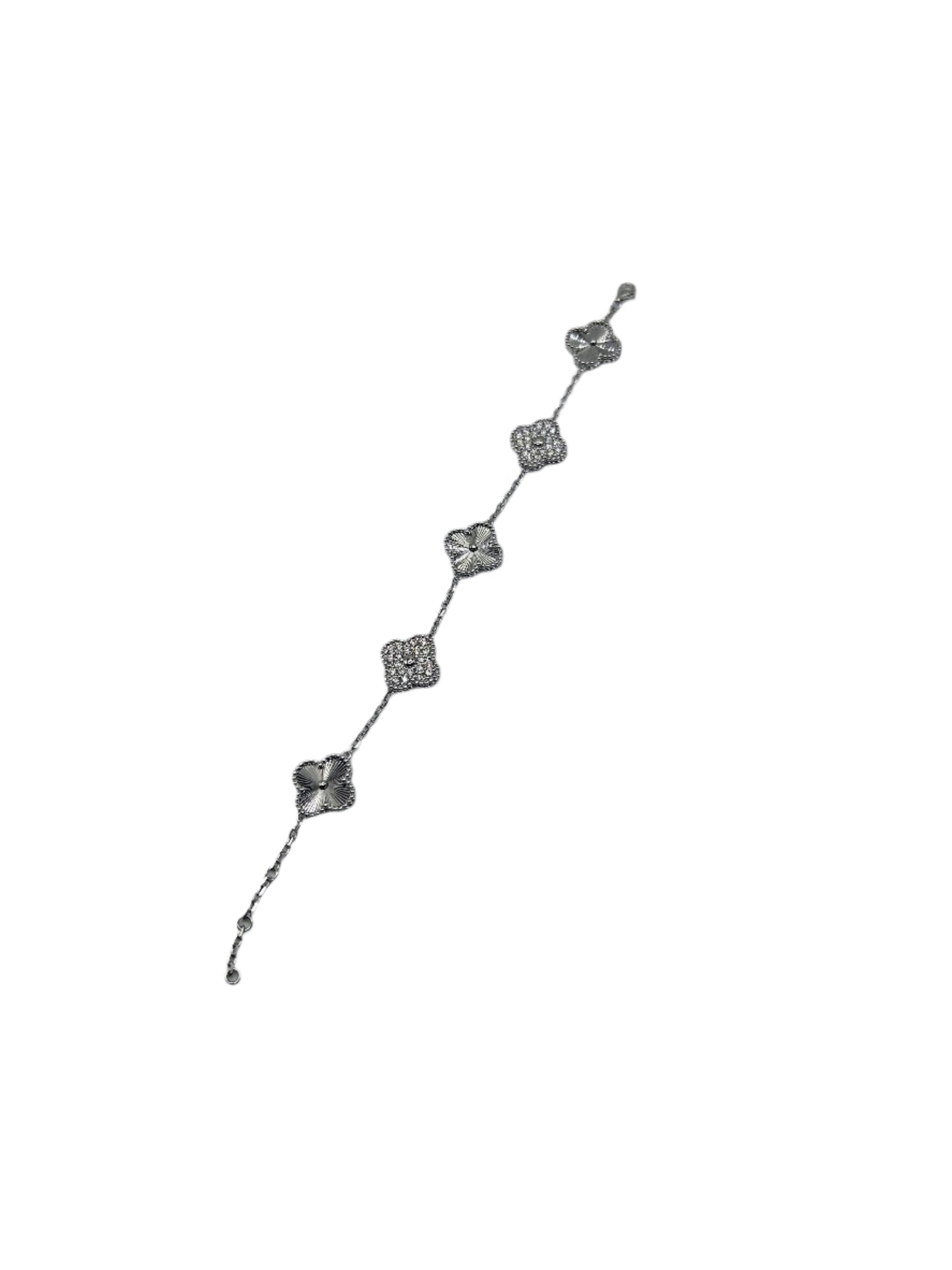 Clover Moissanite Bracelet - 18K Gold / Rose Gold / White Gold Over .925 Silver