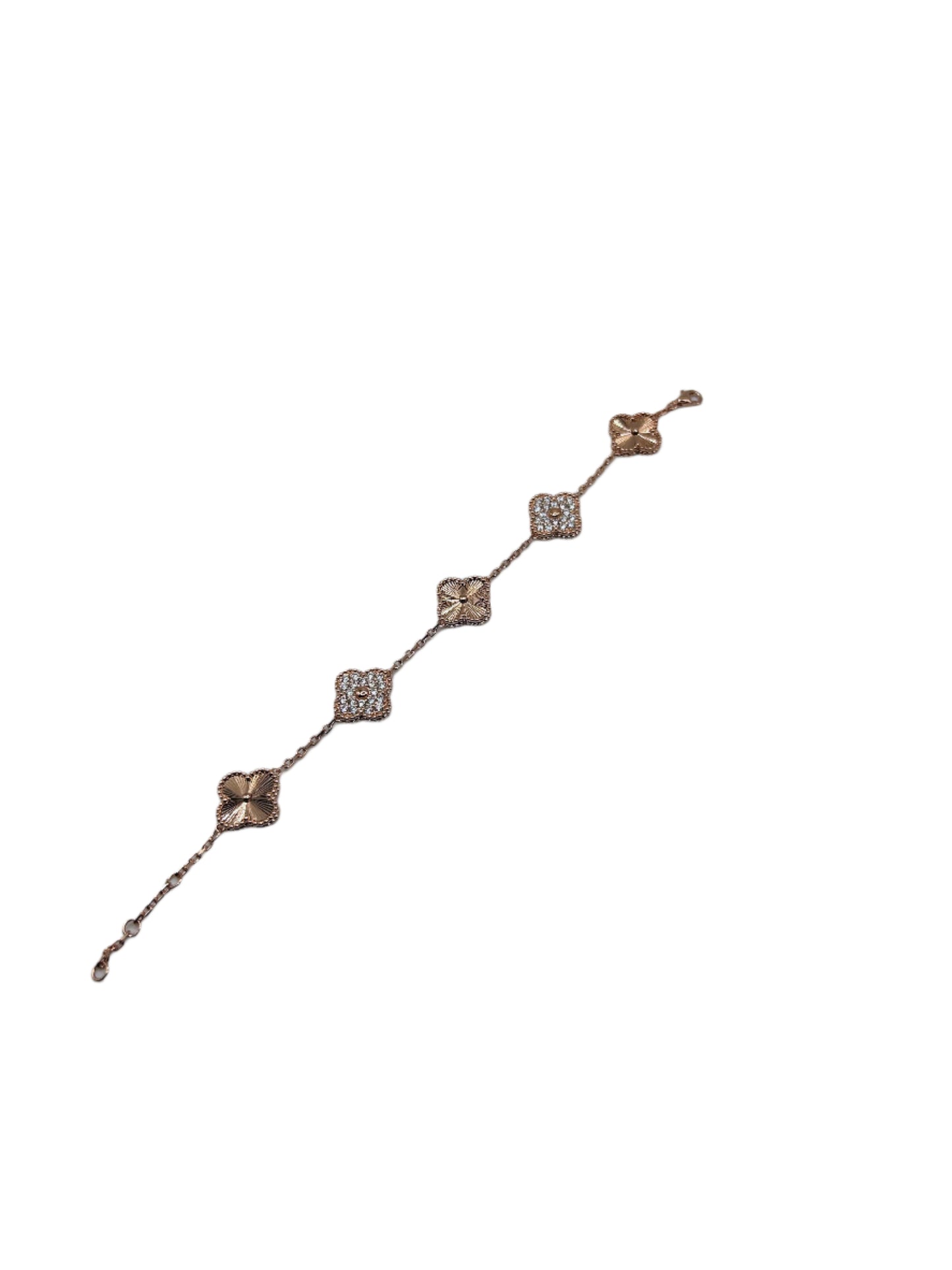 Clover Moissanite Bracelet - 18K Gold / Rose Gold / White Gold Over .925 Silver