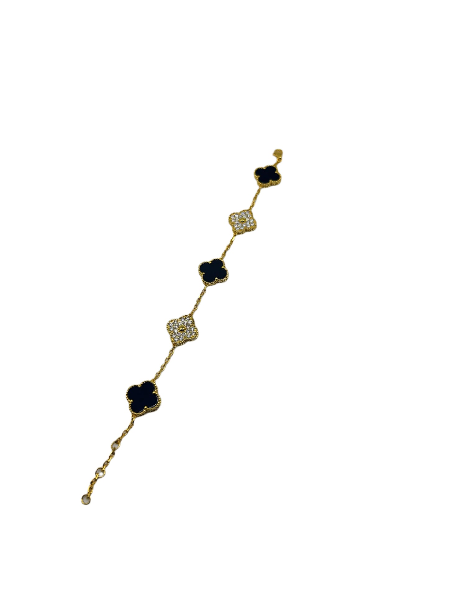 Clover Moissanite Bracelet - 18K Gold / Rose Gold / White Gold Over .925 Silver