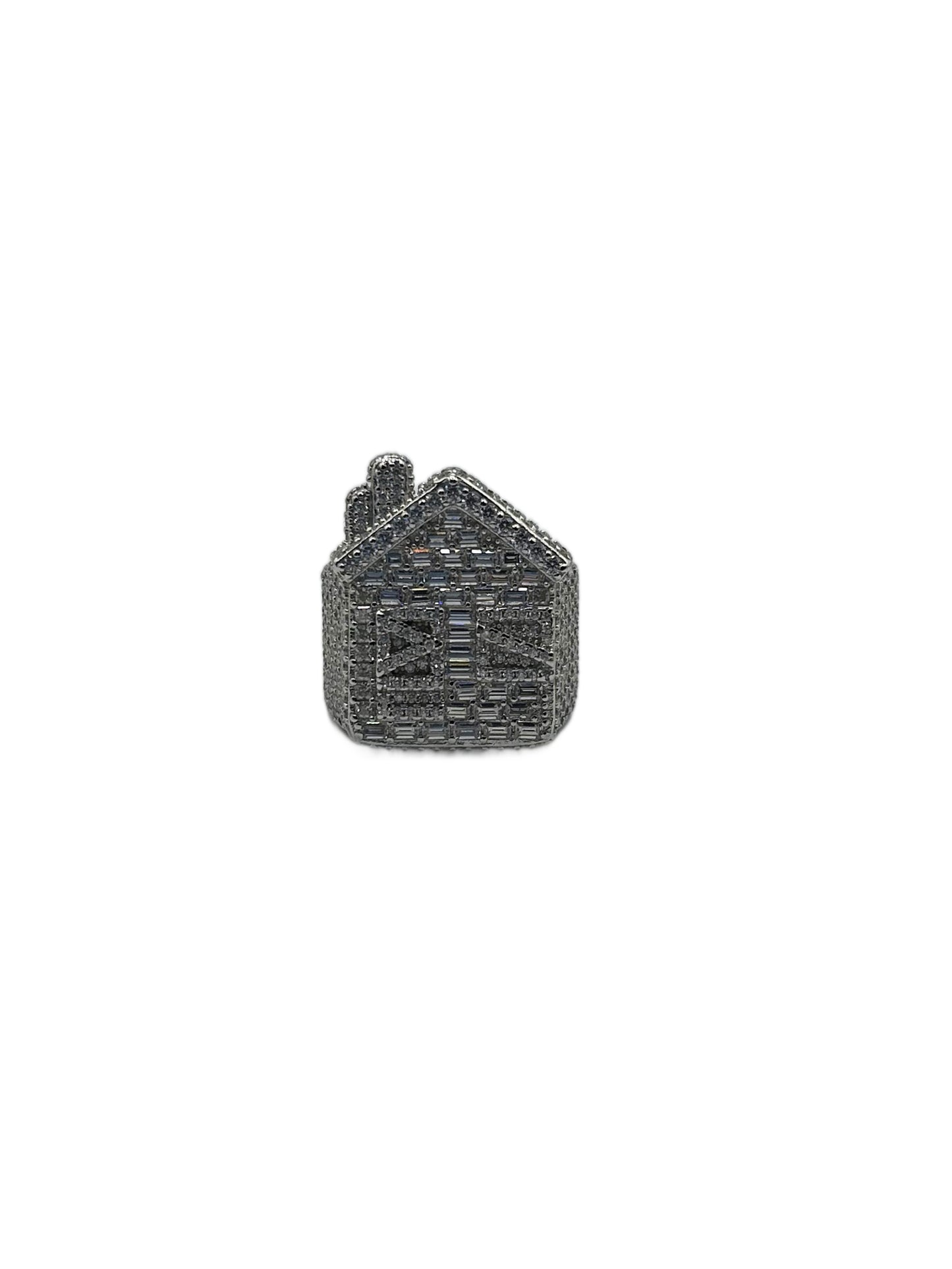 Trap House Moissanite Ring – Iced-Out Baguette & Round Cut in .925 Silver