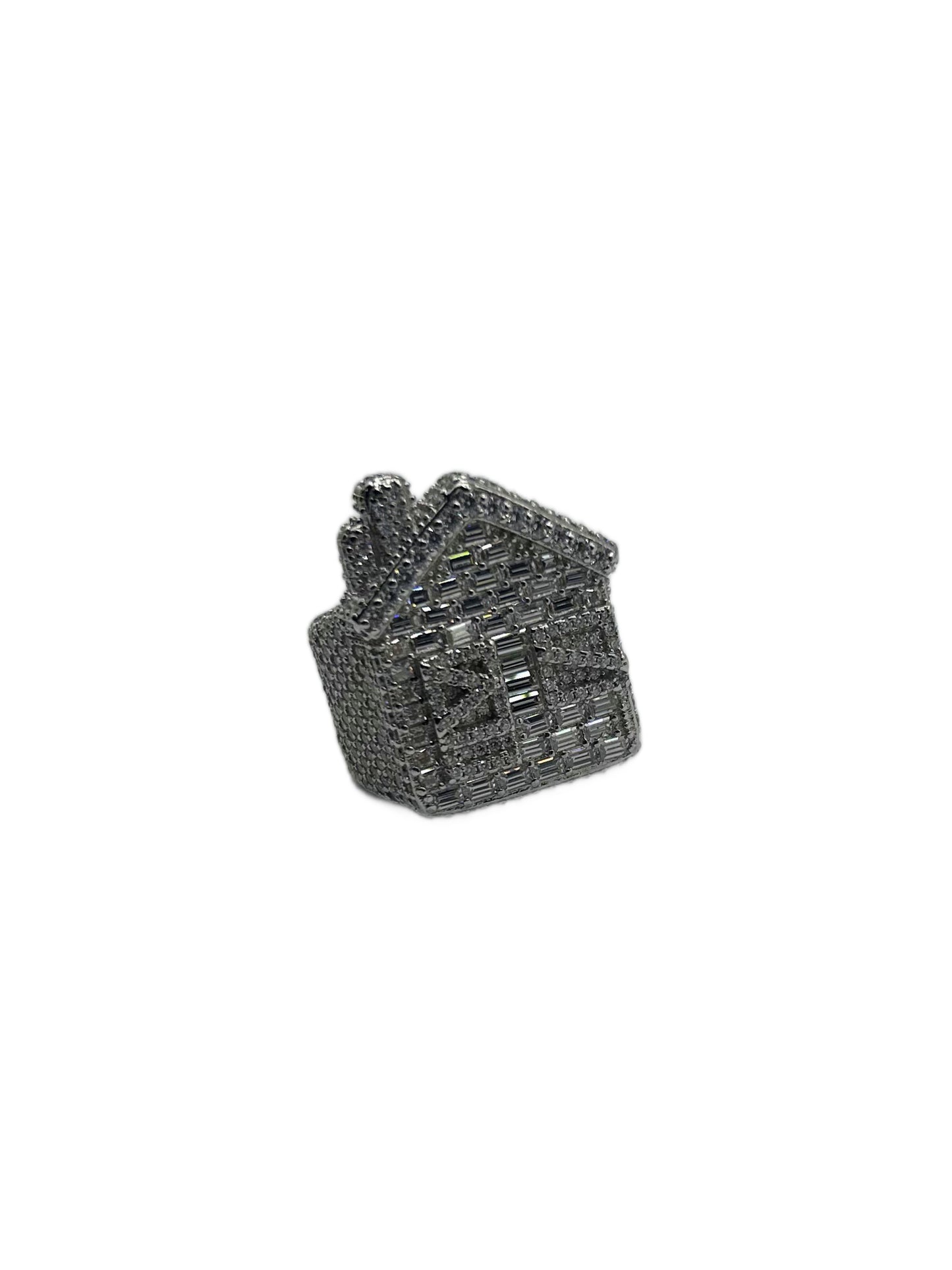 Trap House Moissanite Ring – Iced-Out Baguette & Round Cut in .925 Silver