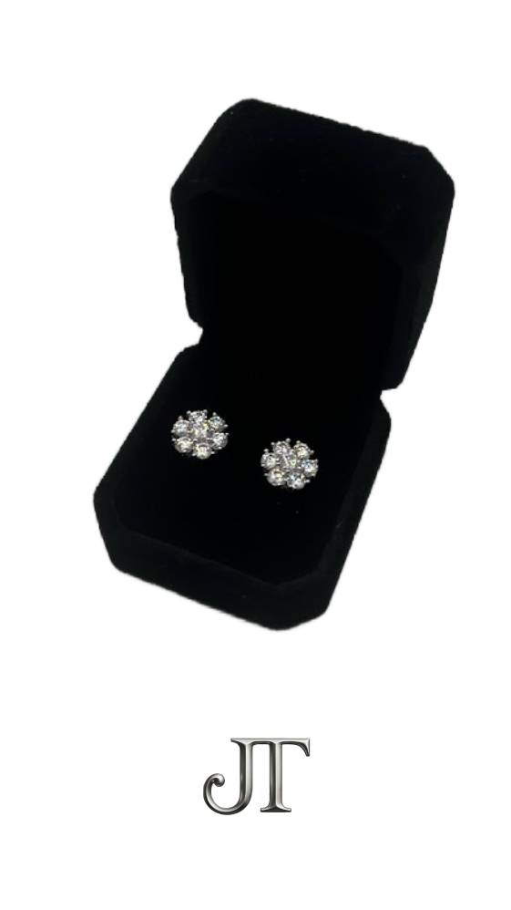 11mm VVS1 Lab Stone Snowflake Cluster Studs – 3 Carat Total