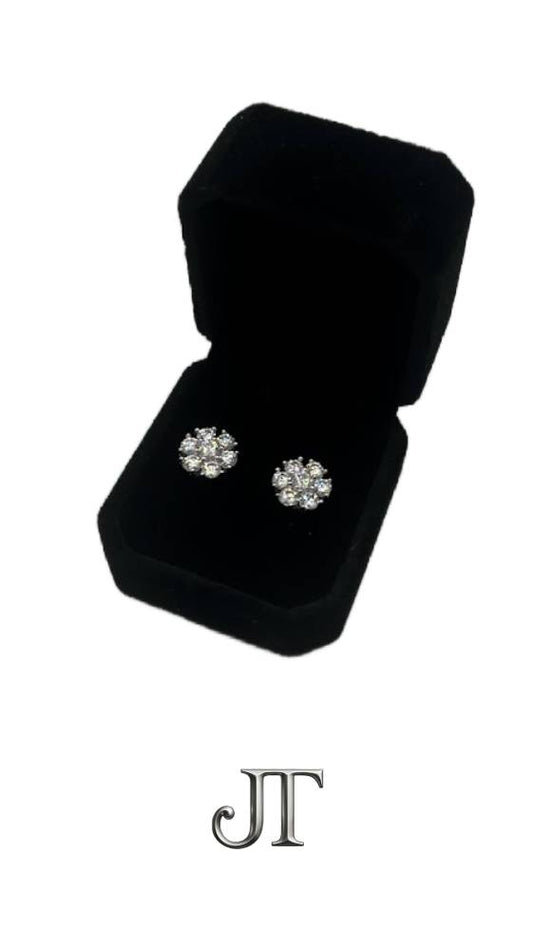 11mm VVS1 Lab Stone Snowflake Cluster Studs – 3 Carat Total