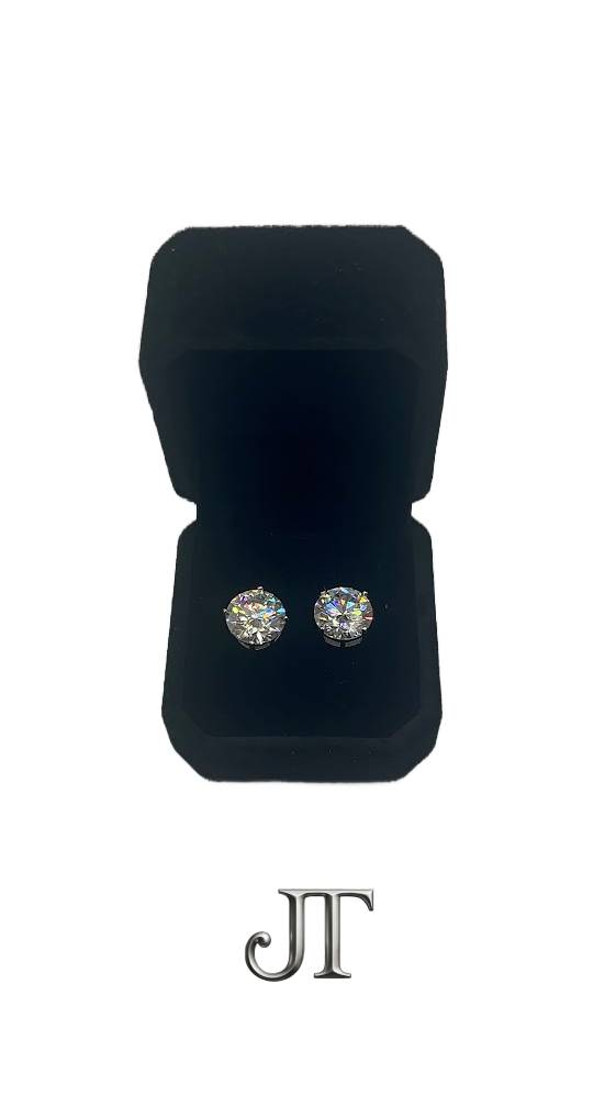 11mm VVS1 Lab Stone Solitaire Stud Earrings – 10 Carat Total