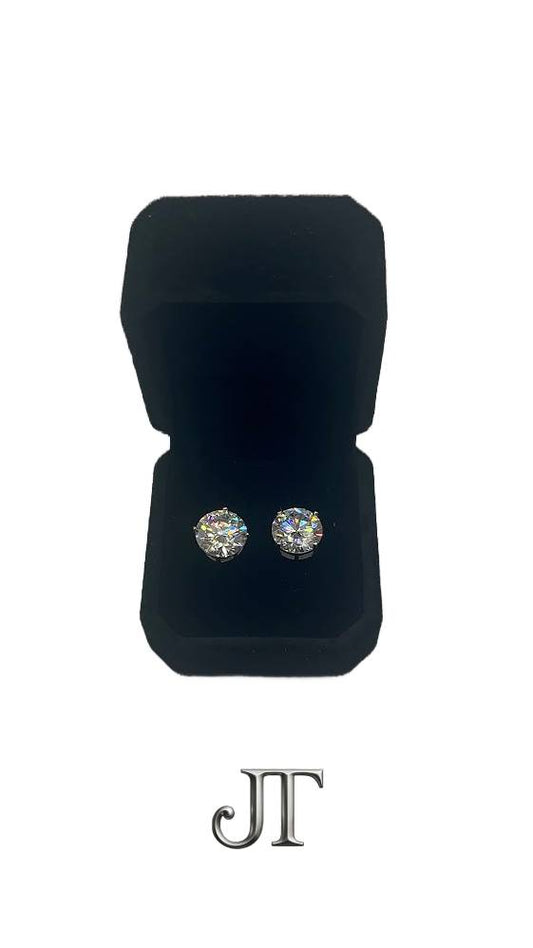 11mm VVS1 Lab Stone Solitaire Stud Earrings – 10 Carat Total