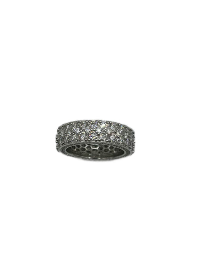 Eternity 2 Row Moissanite Ring .925 Silver