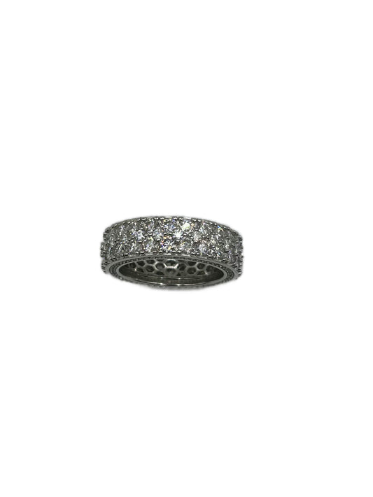 Eternity 2 Row Moissanite Ring .925 Silver