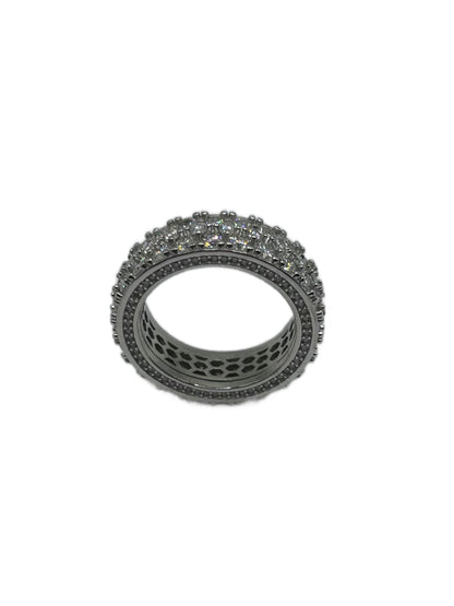 Eternity 2 Row Moissanite Ring .925 Silver
