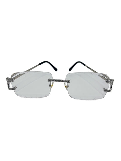 The Executives – Rimless Glasses with Diamond-Cut Lenses, Iced Bridge & Wrapped Temples