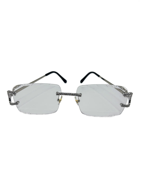 The Executives – Rimless Glasses with Diamond-Cut Lenses, Iced Bridge & Wrapped Temples