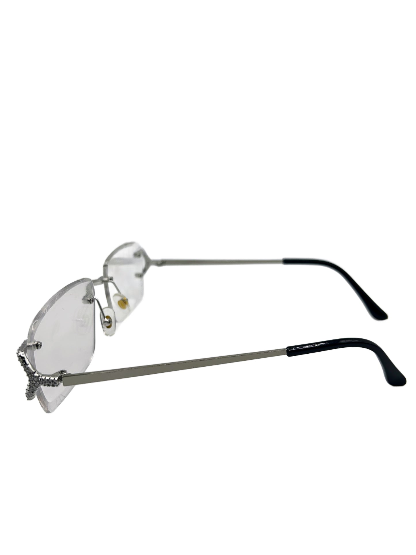 The Executives – Rimless Glasses with Diamond-Cut Lenses, Iced Bridge & Wrapped Temples