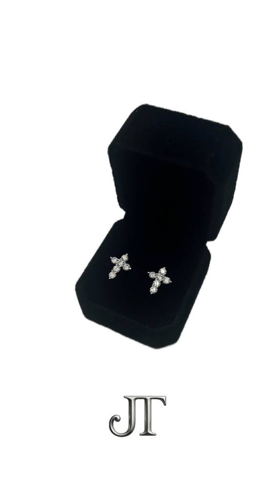 10x14mm VVS1 Lab Stone Holy Cross Stud Earrings – 1.2 Carat Total