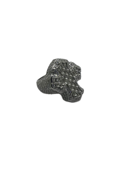 Holy Cross Moissanite Ring – Iced-Out Baguette & Round Cut in .925 Silver