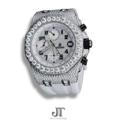 42mm AP White Silicon Band Moissanite Watch