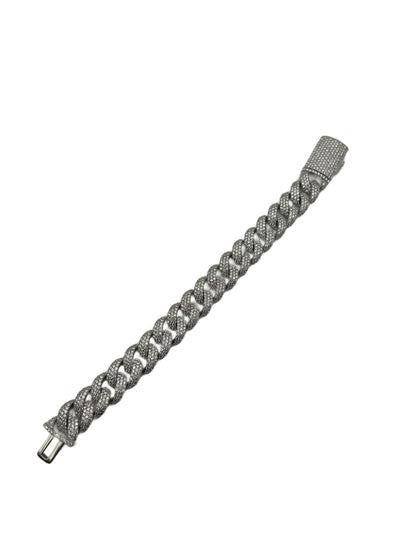 15mm Moissanite Cuban Bracelet .925 Silver