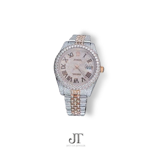 DJ Two Tone Rose & White Moissanite Watch