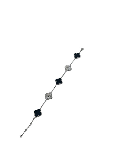Clover Moissanite Bracelet - 18K Gold / Rose Gold / White Gold Over .925 Silver