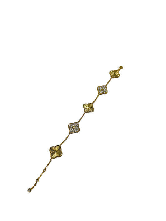 Clover Moissanite Bracelet - 18K Gold / Rose Gold / White Gold Over .925 Silver