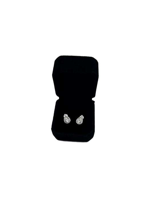 12mm Lumière Pear-Cut Moissanite Stud Earrings – Iced Halo Design in .925 Silver