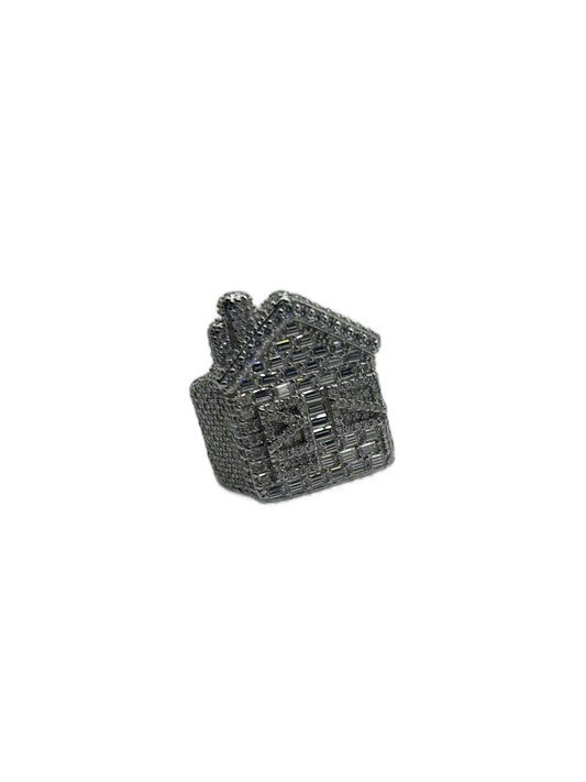 Trap House Moissanite Ring – Iced-Out Baguette & Round Cut in .925 Silver