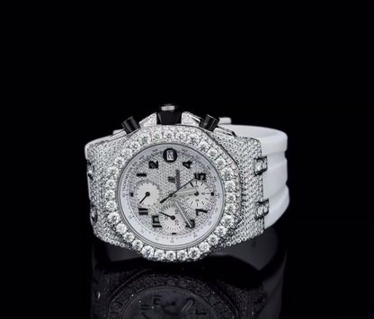 42mm AP White Silicon Band Moissanite Watch