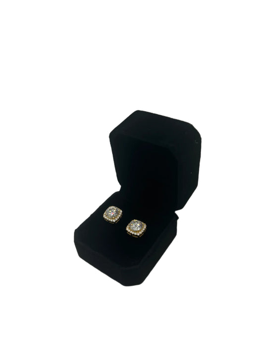 Square Halo Moissanite VVS Earrings .925 Silver