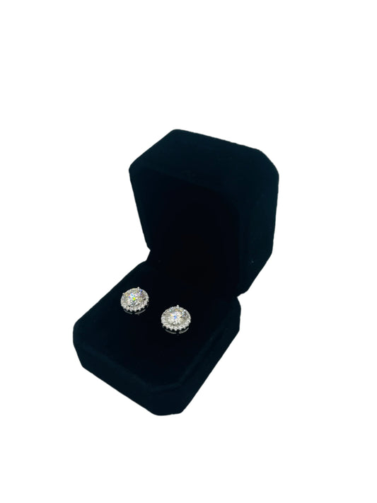 Halo Moissanite VVS Earrings .925 Silver