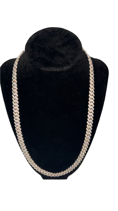 10mm VVS Moissanite Cuban Link Chain .925 Silver